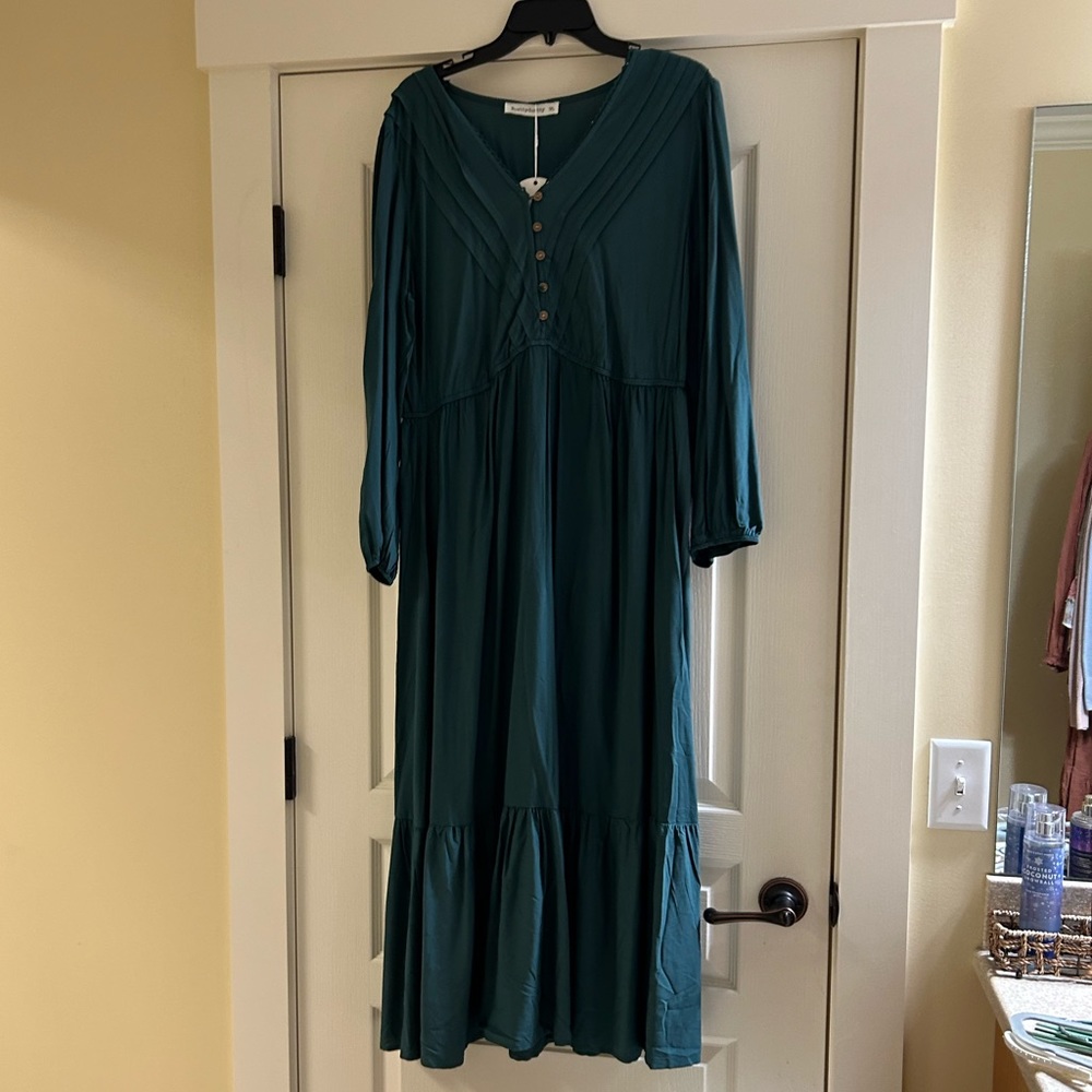 Jade Rusty Dusty Dress with Buttons